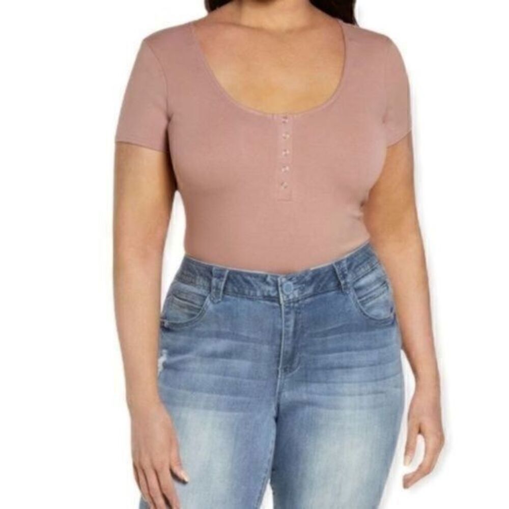 BP Nordstrom Henley Bodysuit Pink Smoke Extra Small NWT